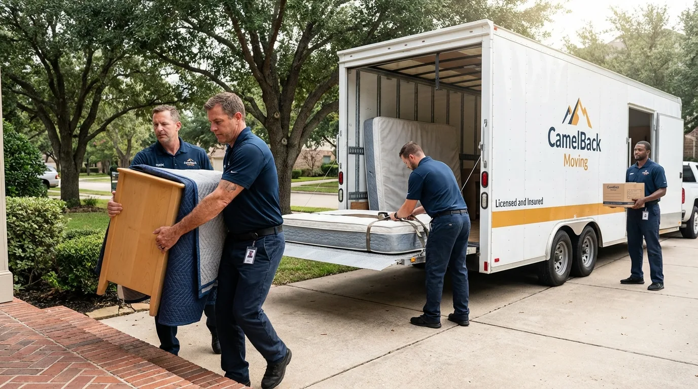 Crew loading residential truck for cross-state move from Morris Plains, NJ