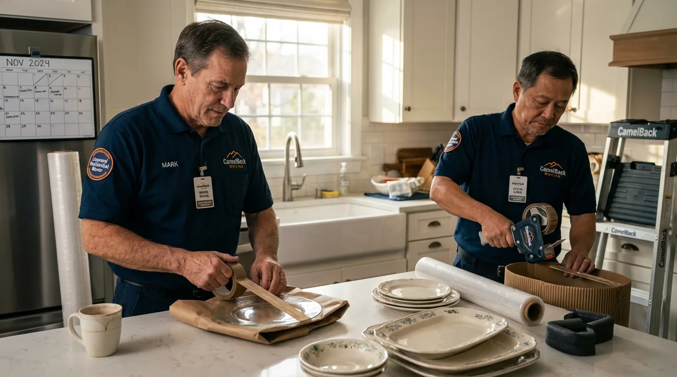 Professional crew packing kitchen dishware in Morris Plains, NJ